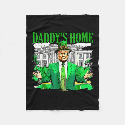 トランプダディズホームホワイトハウスSt patricks day2025 フリースブランケット (正面)