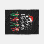 トランプダンおもしろいスサンタクロースメリークリスマスクリスマス フリースブランケット (正面(横))