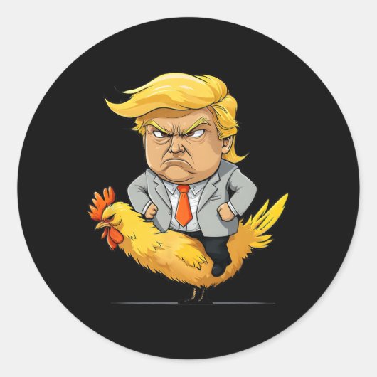 トランプチキンジョッキーザタイヤおもしろい – 政治フー ラウンドシール (正面)