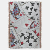 トランプトランプのポーカーゲームクイーンキング スローブランケット (正面縦)