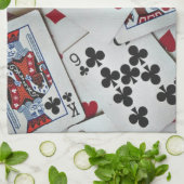 トランプトランプのポーカーゲームズクイーンキング キッチンタオル (折り畳み)