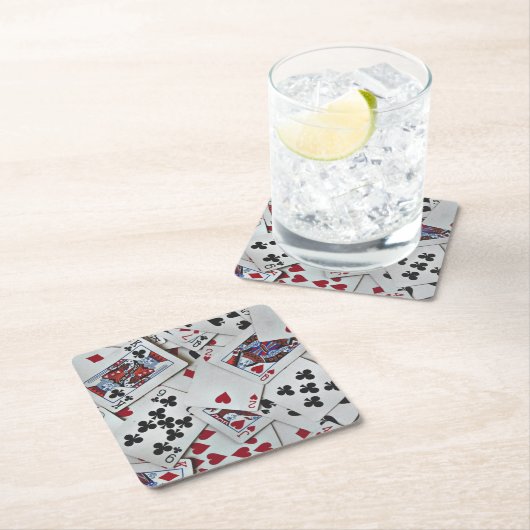 トランプトランプのポーカーゲームズクイーンキング スクエアペーパーコースター (インサイチュ)