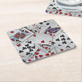 トランプトランプのポーカーゲームズクイーンキング スクエアペーパーコースター (アングル)