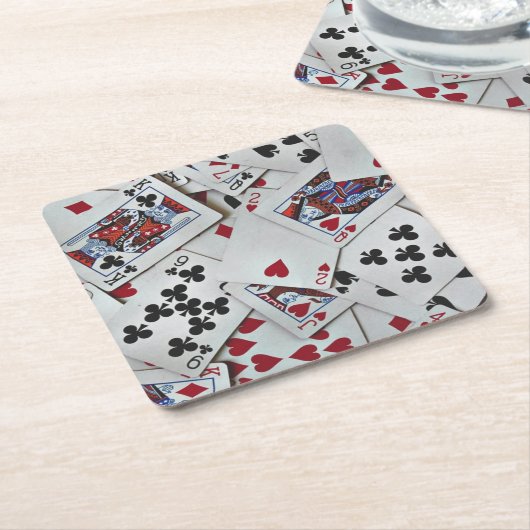 トランプトランプのポーカーゲームズクイーンキング スクエアペーパーコースター (アングル)