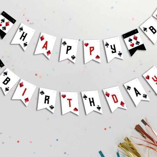 トランプトランプのポーカーハッピーバースデーバナー バンティングフラッグ