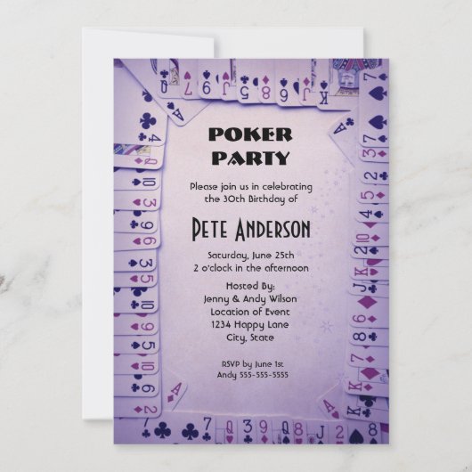 トランプトランプのポーカーパーティー誕生日 招待状 (正面)