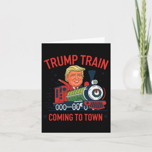 トランプトレイン来ズから町へクリスマスおもしろいサンタC カード (正面)