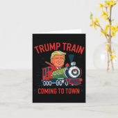 トランプトレイン来ズから町へクリスマスおもしろいサンタC カード (黄色い花)