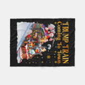 トランプトレイン来ズから町へクリスマスおもしろいサンタC フリースブランケット (正面(横))