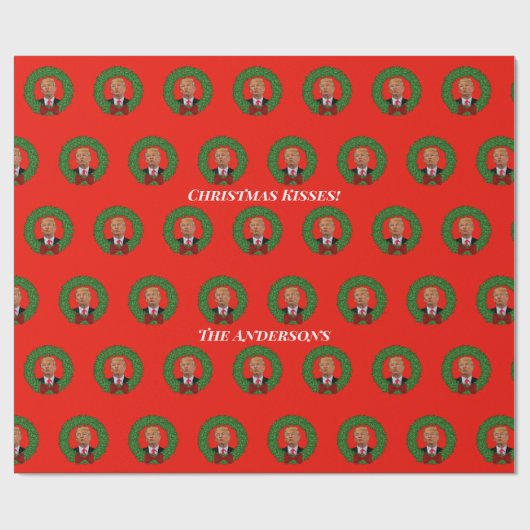 トランプパッおもしろいカーとリースクリスマス ラッピングペーパー (フラット)