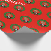 トランプパッおもしろいカー&グリーンリースクリスマス ラッピングペーパー (角)