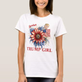 トランプパーソナライズされたガールレッドフラワーはっきりした&スタイリッシュ Tシャツ (正面)