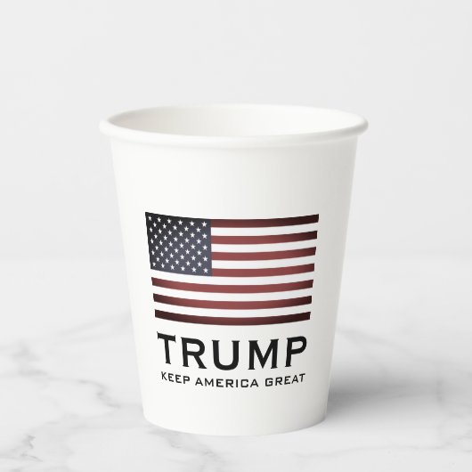 トランプパーティーカップと米国国旗保 – アメリカ素晴らし 紙コップ (正面)