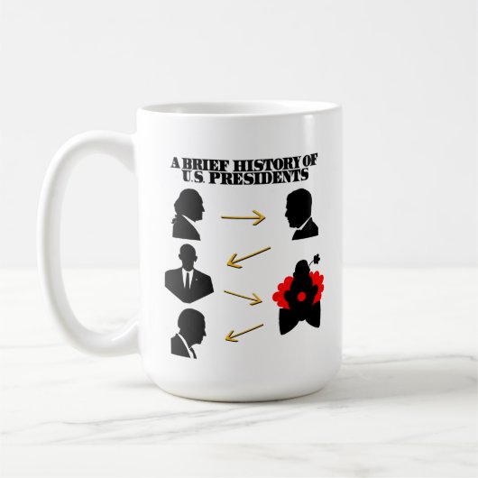 トランプピエロ：アメリカの大統領の短い歴史 コーヒーマグカップ (左)