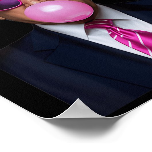 トランプピンクおもしろいのバブルガムのクリスマスクリスマス ポスター (角)