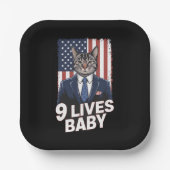 トランプヘアアメリカ国旗9のライブとスイートの猫 ペーパープレート (正面)