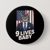 トランプヘアアメリカ国旗9のライブとスイートの猫 缶バッジ (正面)