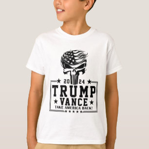 トランプヘアスカルハロウィンアメリカ国旗のトランプバン Tシャツ