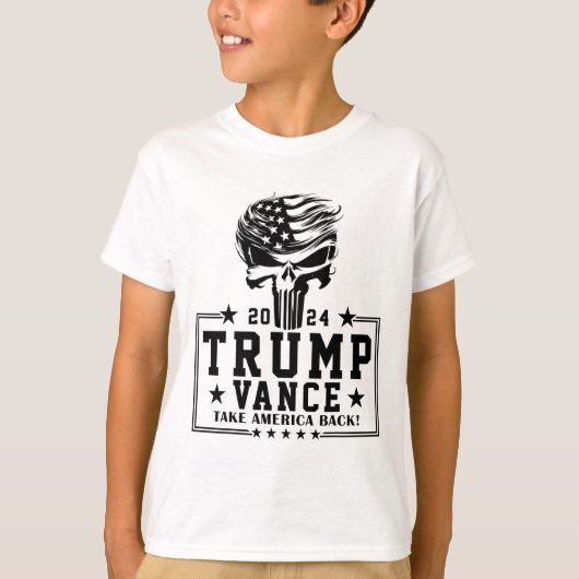 トランプヘアスカルハロウィンアメリカ国旗のトランプバン Tシャツ (正面)