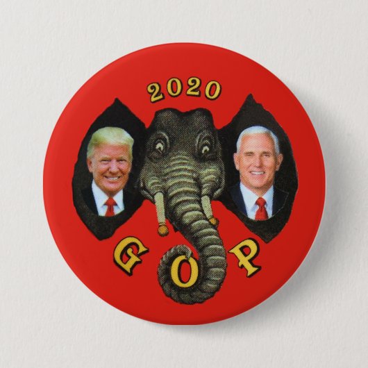 トランプペンセ2020 GOPゾウ 缶バッジ (正面)