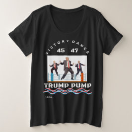 トランプポンプ勝利ダンスブラックTシャツ プラスサイズTシャツ