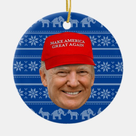 トランプマグカクリスマス セラミックオーナメント (正面)