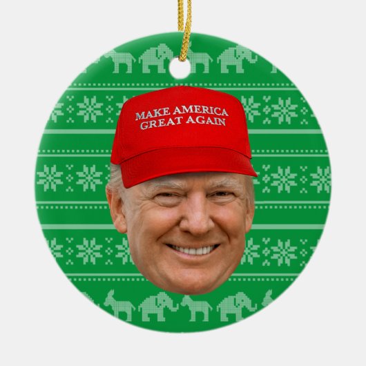 トランプマグカクリスマス セラミックオーナメント (正面)