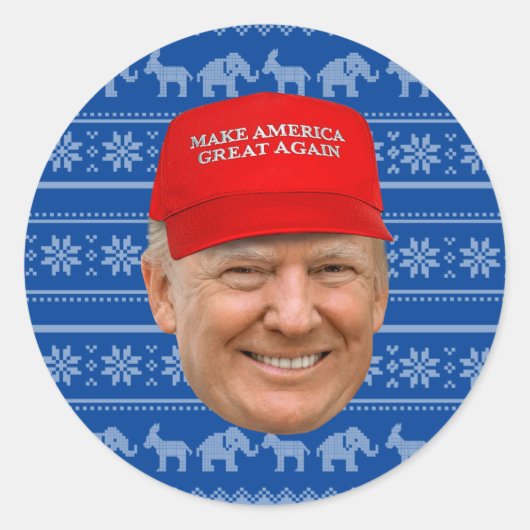 トランプマグカクリスマス ラウンドシール (正面)