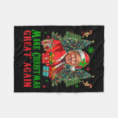トランプマスが再び素晴らしクリスマスを作る フリースブランケット (正面(横))