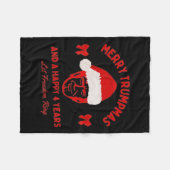 トランプマスメリーサンタトランプクリスマスパジャマおもしろい フリースブランケット (正面(横))