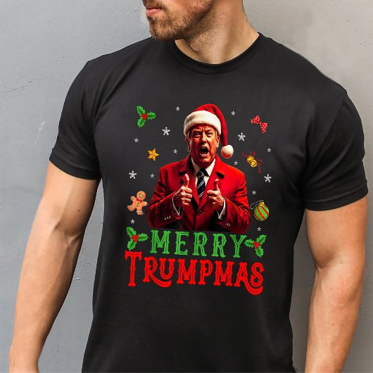 トランプマスメリードナルドトランプサンタハットクリスマス Tシャツ