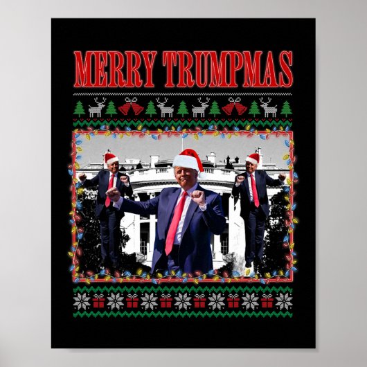 トランプマスメリードナルドトランプサンタファミリークリスマス醜い ポスター (正面)