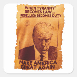 トランプムショットTシャツUSAドナルドTrumpマグショット スクエアシール