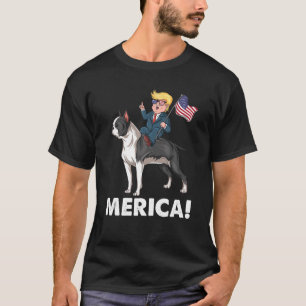 トランプメリカ·ボストン·テリアー·ドッグアメリカン·ヒーロー4th tシャツ