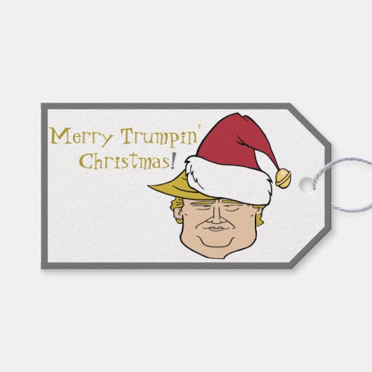 トランプメリークリスマスカスタムのギフトラベル ギフトタグ (正面(横))