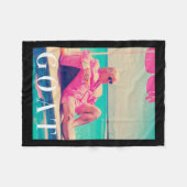 トランプヤギのシャツサマー2024レトロおもしろいピンクドナ フリースブランケット (正面(横))