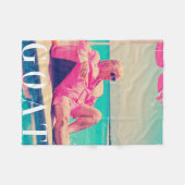 トランプヤギ夏2024レトロおもしろいピンクドナルドTru フリースブランケット (正面(横))