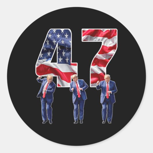 トランプユーモアのあるビクトリーおもしろいダンストランプ踊りA ラウンドシール (正面)