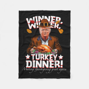 トランプユーモアのある勝者の勝者トルコの夕食の感謝祭 フリースブランケット