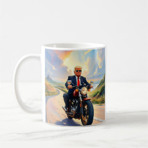 トランプライディングオートバイビューティフルロードアメリカUSA コーヒーマグカップ