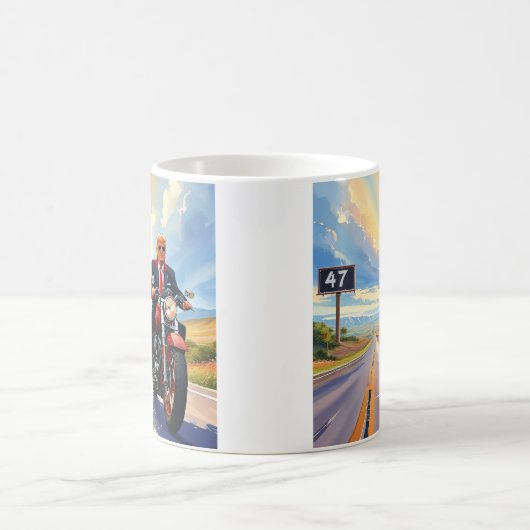 トランプライディングバイク過去47サインビューティフルアメリカ コーヒーマグカップ (中央)