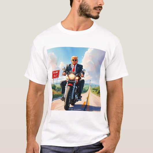 トランプライディングバイク過去47サインビューティフルアメリカ Tシャツ (正面)