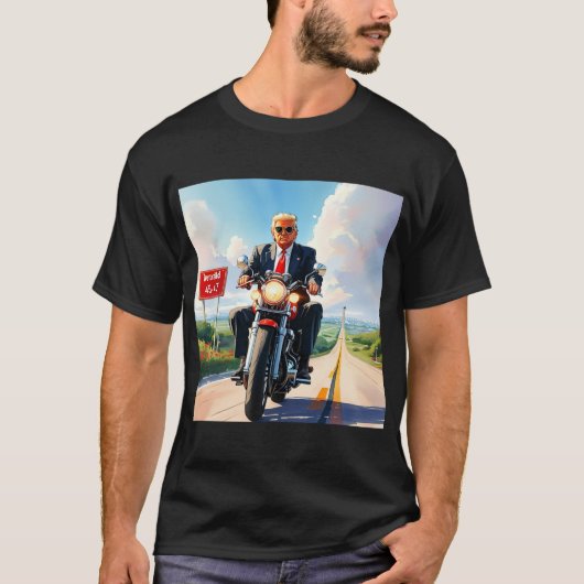トランプライディングバイク過去47サインビューティフルアメリカ Tシャツ (正面)
