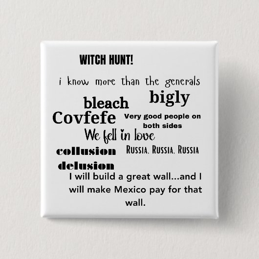 トランプワードクラウドタイポグラフィ政治 缶バッジ (正面)