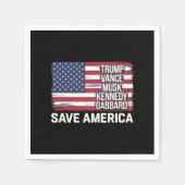 トランプヴァンスムスクケネディガバール2024アメリ救ア スタンダードカクテルナプキン (正面)