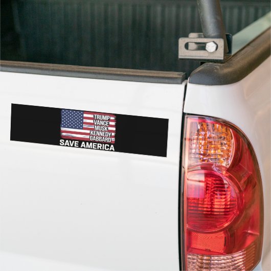 トランプヴァンスムスクケネディガバール2024アメリ救ア バンパーステッカー (トラック上)
