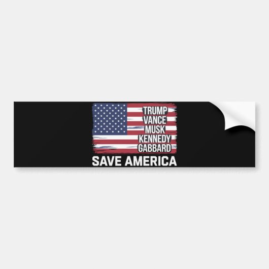 トランプヴァンスムスクケネディガバール2024アメリ救ア バンパーステッカー (正面)