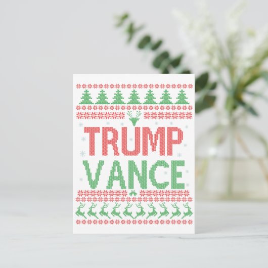 トランプヴァンス共和党の醜いクリスマスセータークリスマス ポストカード (スタンド正面)