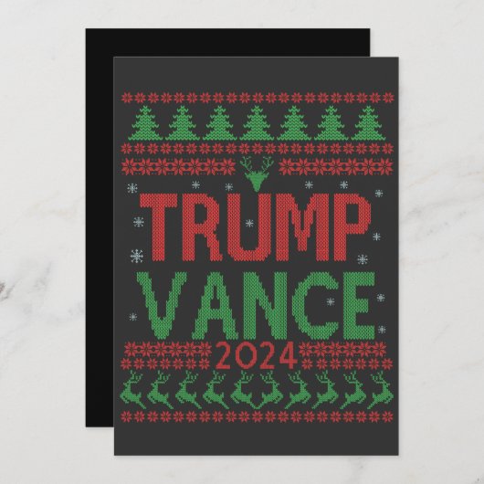トランプヴァンス選挙醜いクリスマスセーター サンキューカード (正面/裏面)