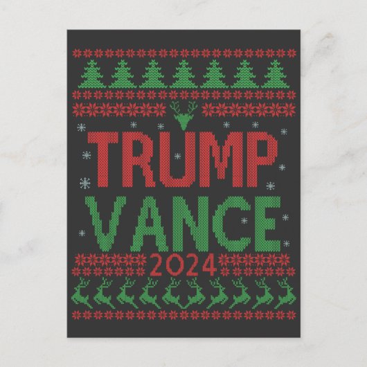 トランプヴァンス選挙醜いクリスマスセーター ポストカード (正面)